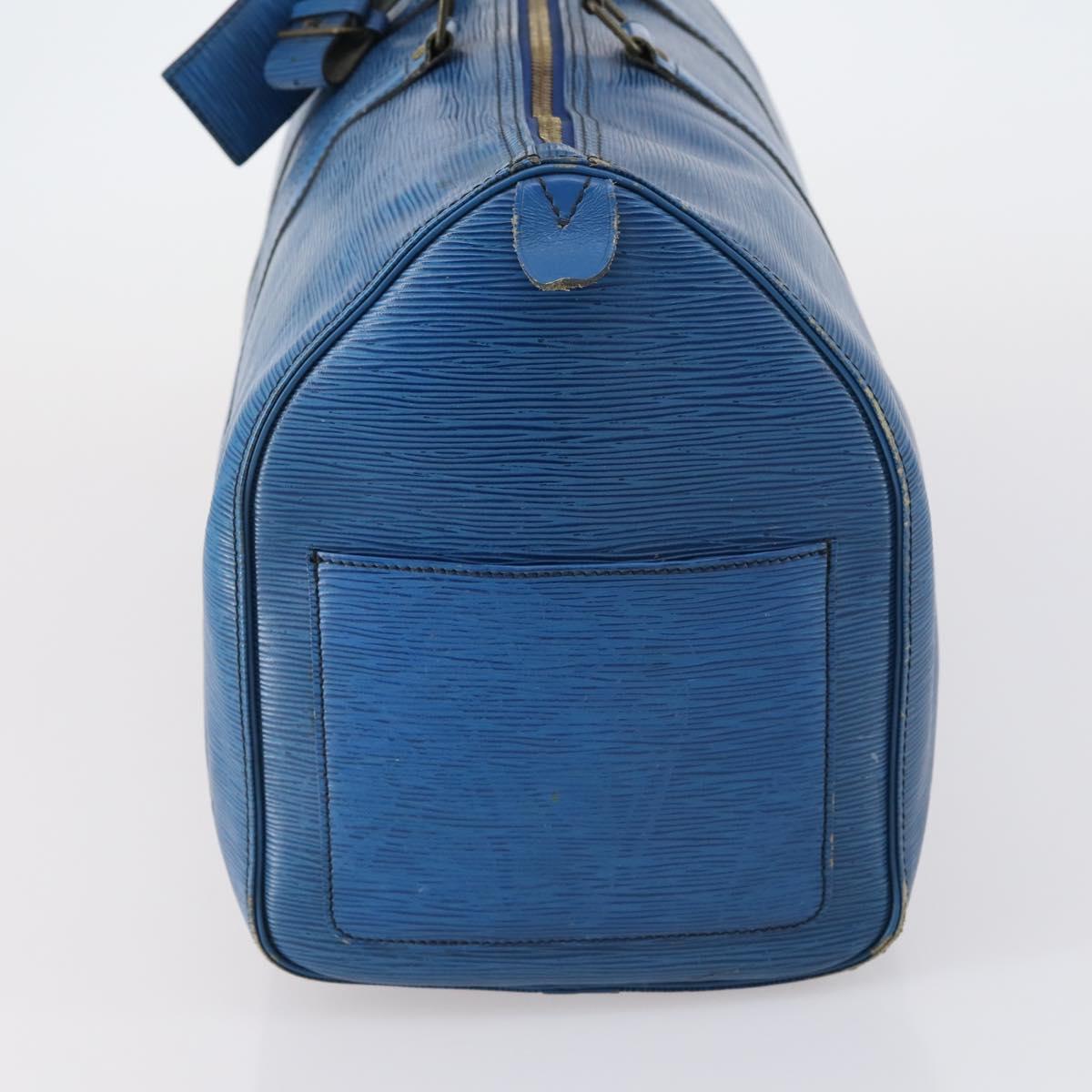 LOUIS VUITTON Epi Keepall 45 Boston Bag Blue M42975 LV Auth