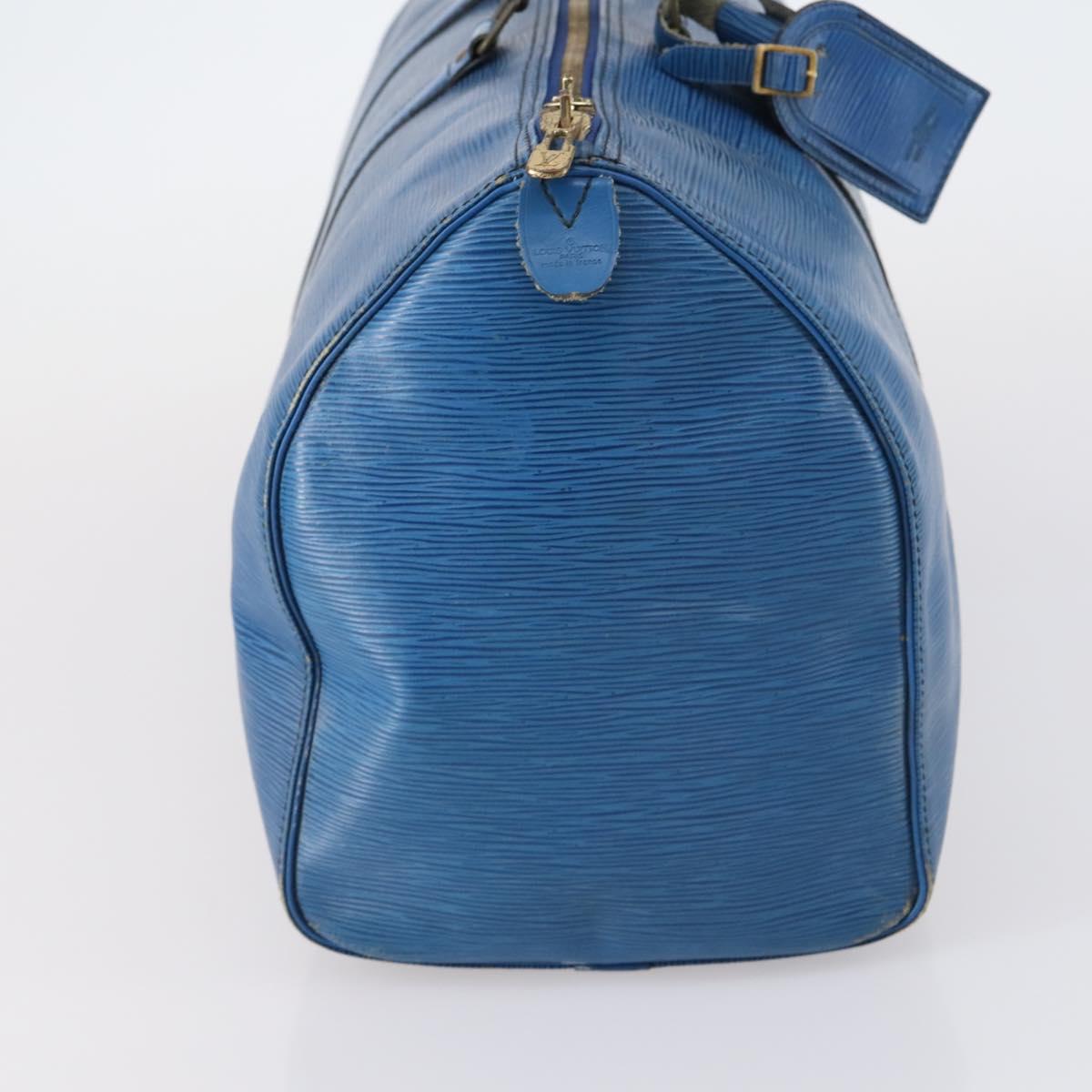 LOUIS VUITTON Epi Keepall 45 Boston Bag Blue M42975 LV Auth