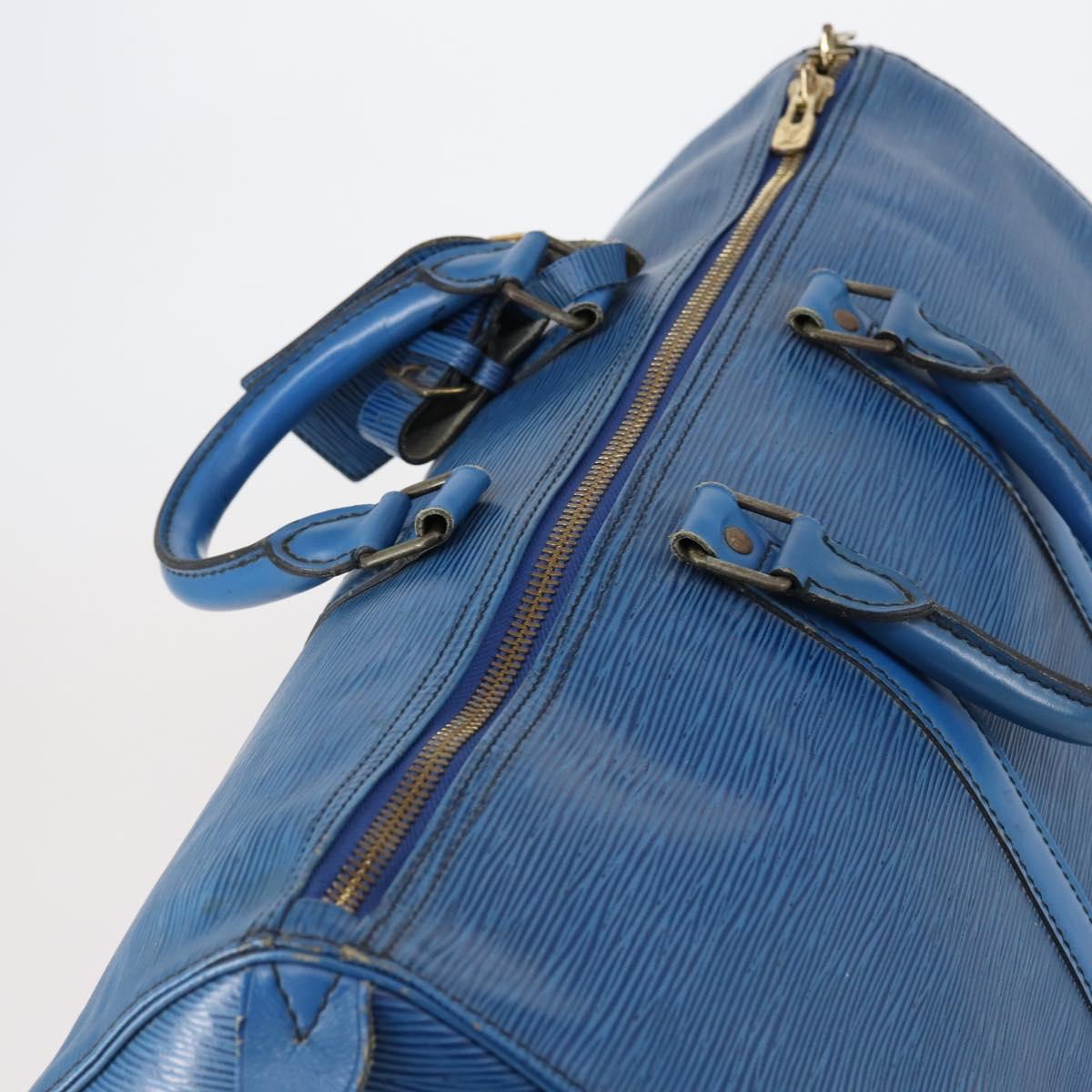 LOUIS VUITTON Epi Keepall 45 Boston Bag Blue M42975 LV Auth