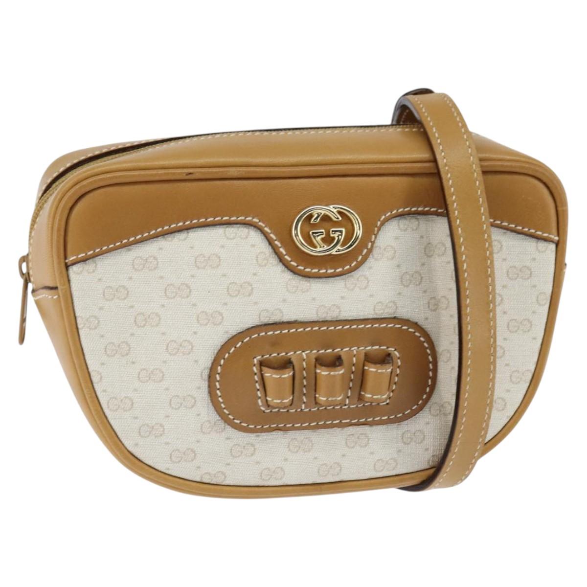 古*員様 【新品未使用】 x Gucci コラボ GG プラット GUCCI Micro GG Supreme Shoulder Bag PVC Beige Gold 007 067 0523