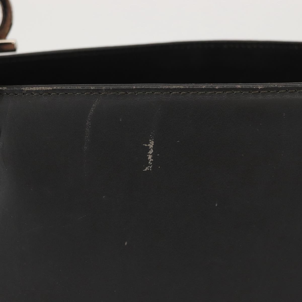 happy!品 Salvatore Ferragamo Gancini Tote Bag Leather Gray Silver Auth