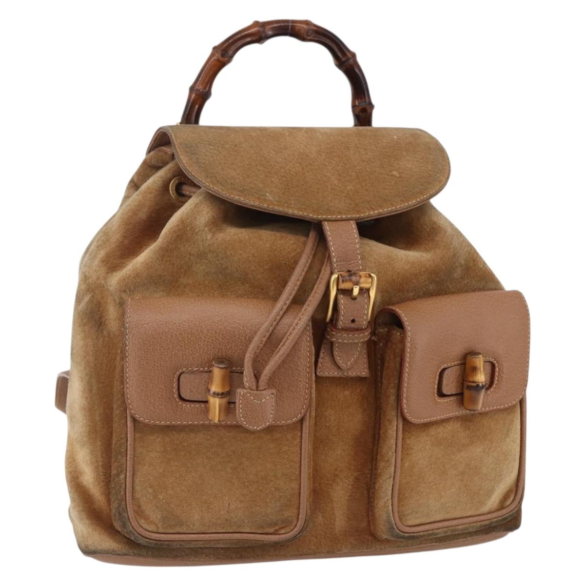 GUCCI Bamboo Backpack Suede Brown Gold 003 2058 0016 Auth  display picture 1
