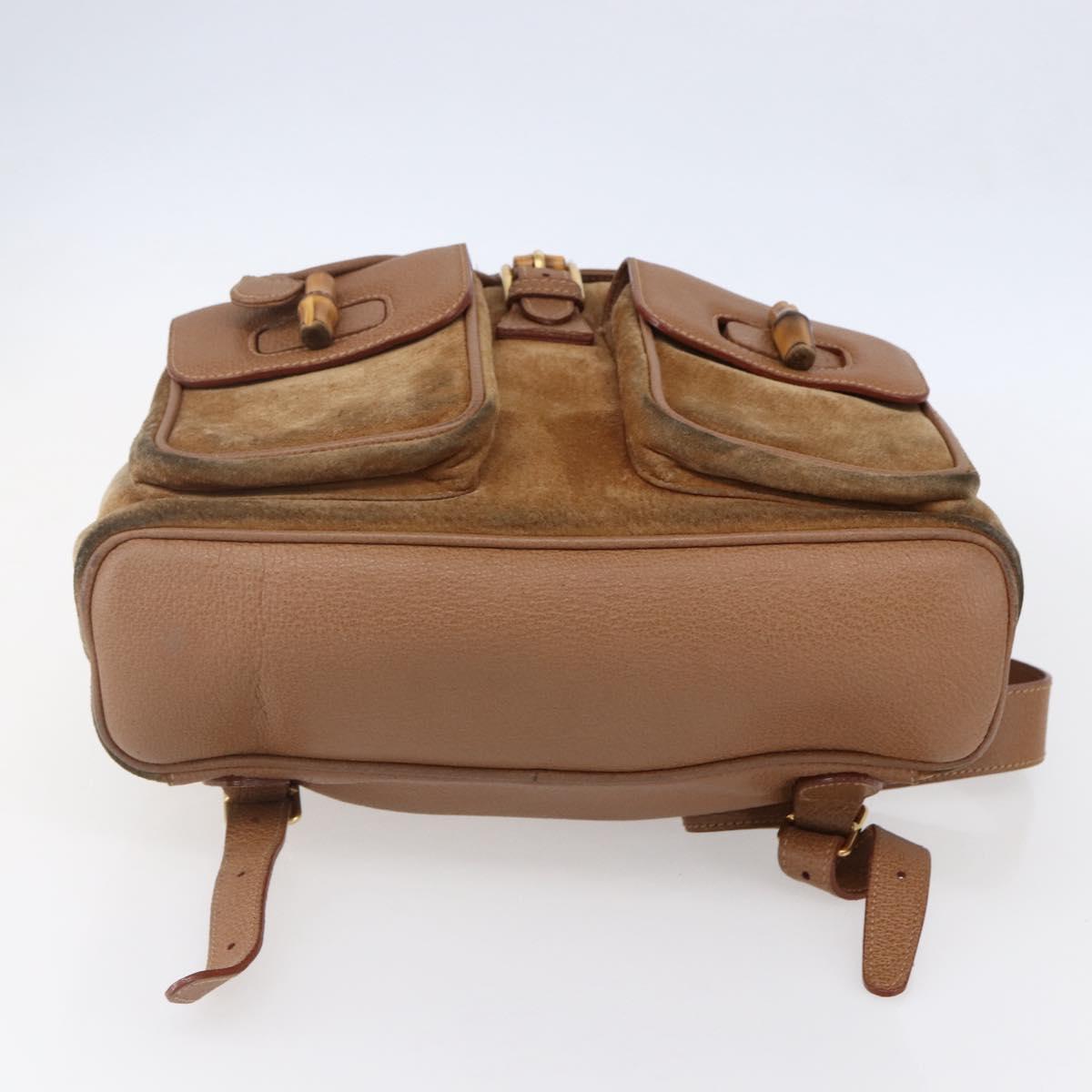 GUCCI Bamboo Backpack Suede Brown Gold 003 2058 0016 Auth LNZ352 GUCCI Backpack 003 2058 0016 Suede, Leather Black Brown Gold  main image 4