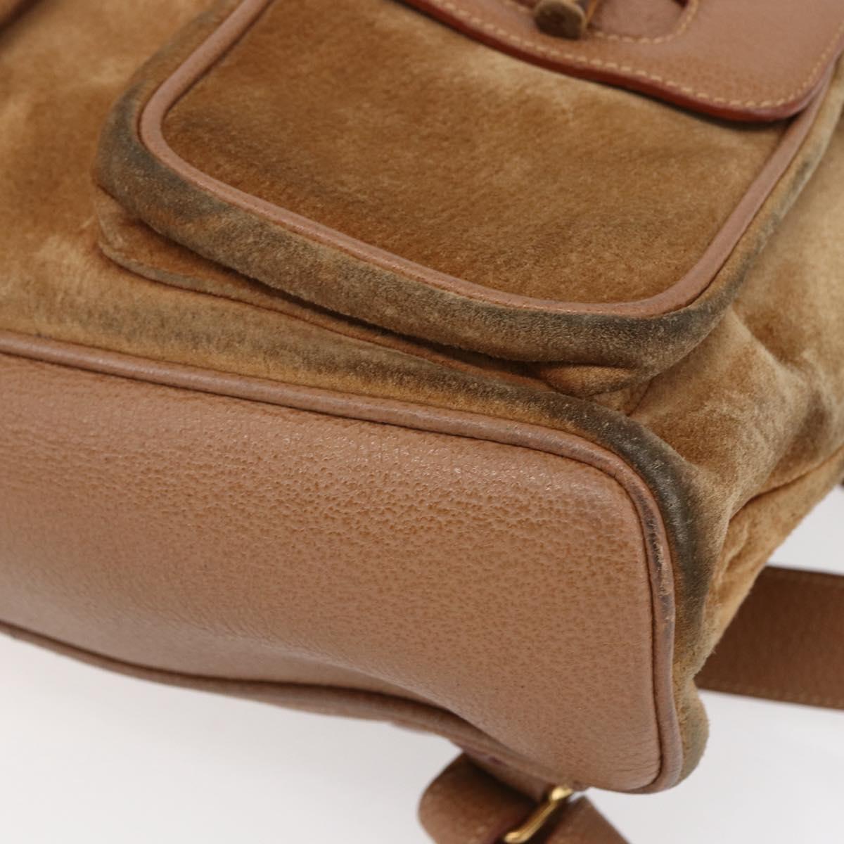 GUCCI Bamboo Backpack Suede Brown Gold 003 2058 0016 Auth 