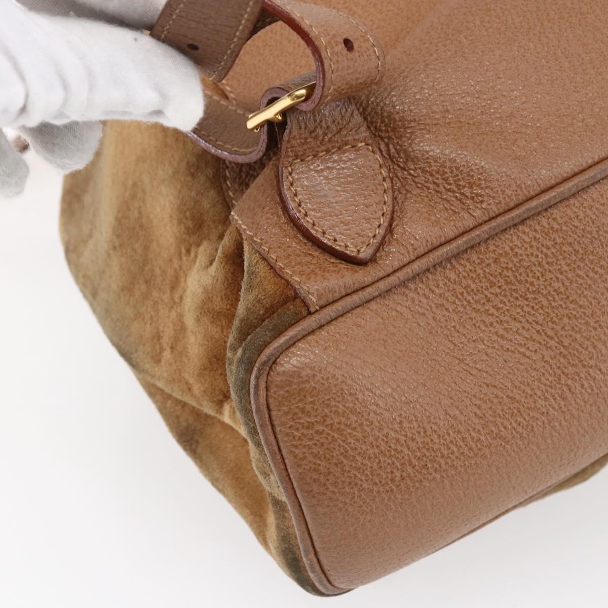 GUCCI Bamboo Backpack Suede Brown Gold 003 2058 0016 Auth 