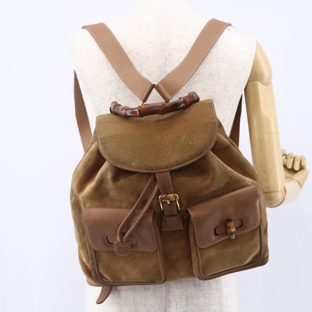 GUCCI Bamboo Backpack Suede Brown Gold 003 2058 0016 Auth  display picture 1