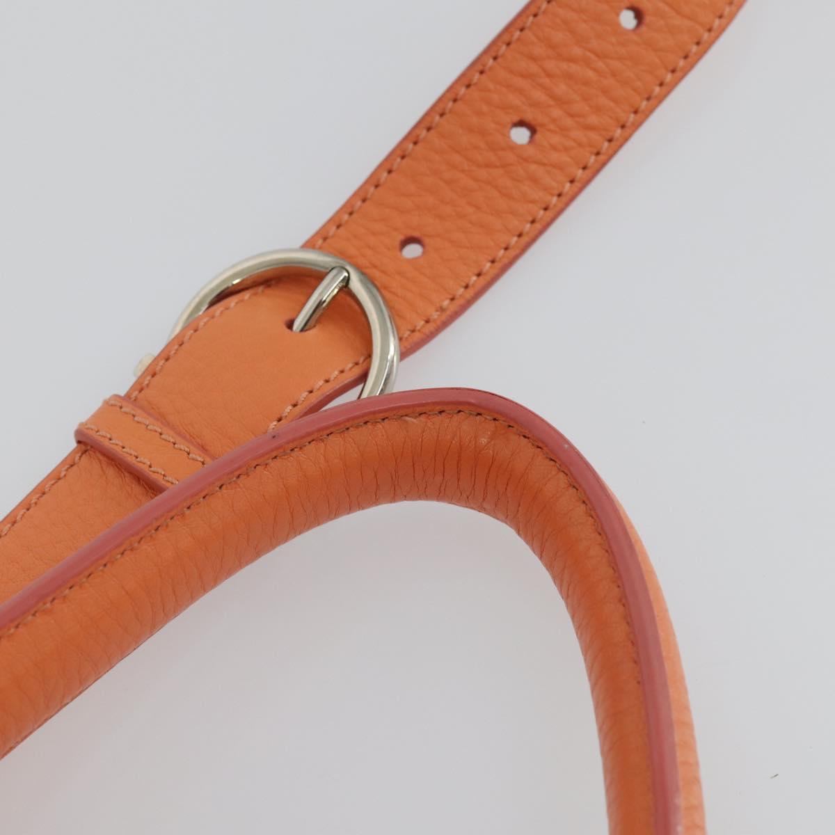 Salvatore Ferragamo Gancini Hand Bag Leather 2way Orange Silver