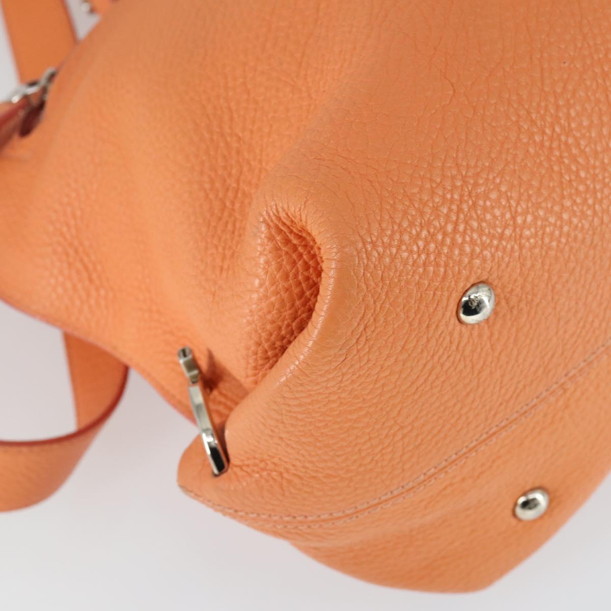 Salvatore Ferragamo Gancini Hand Bag Leather 2way Orange Silver