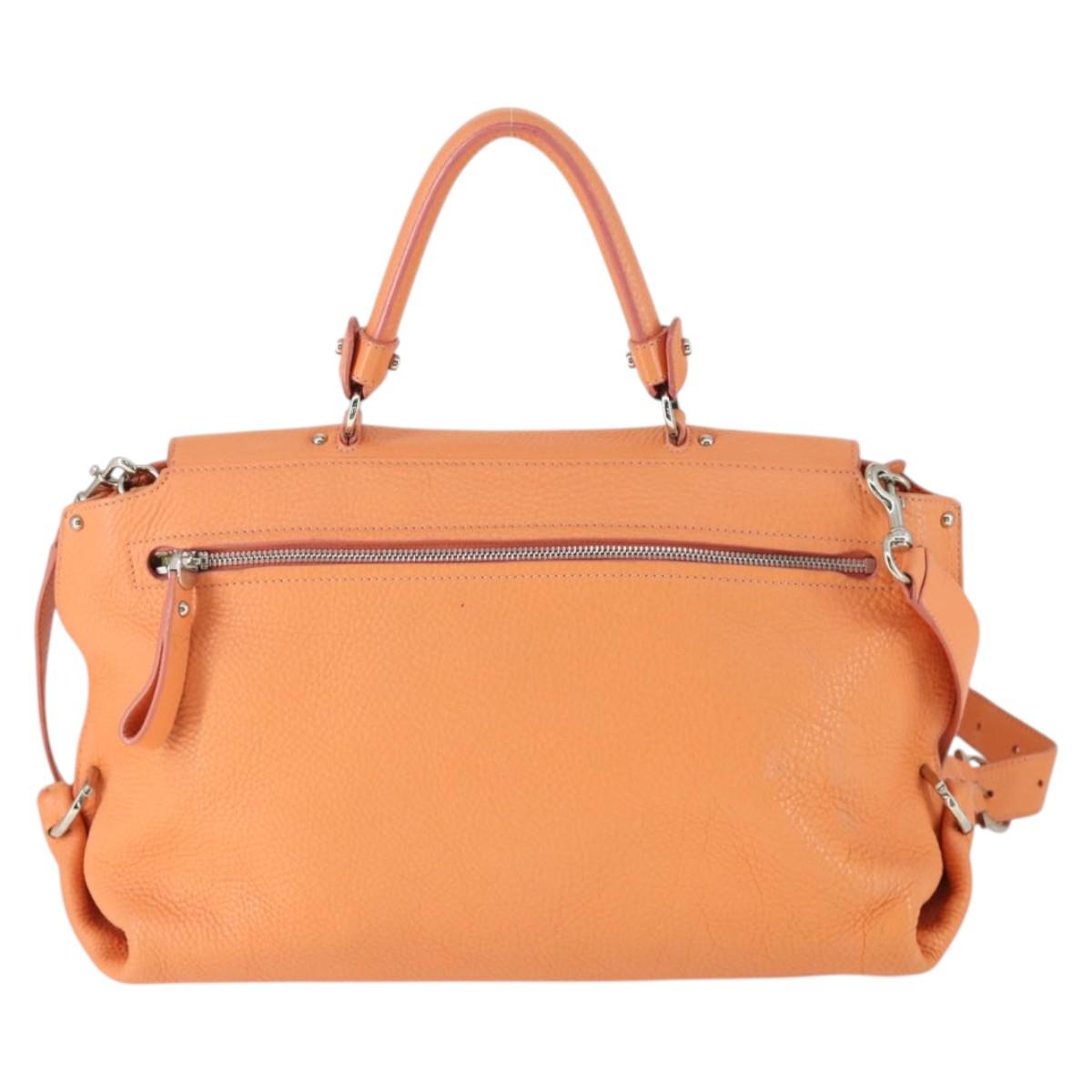 希少✨Salvatore Ferragamo ハラコ　パンチング　スリングバック Salvatore Ferragamo Gancini Hand Bag Leather 2way Orange Silver