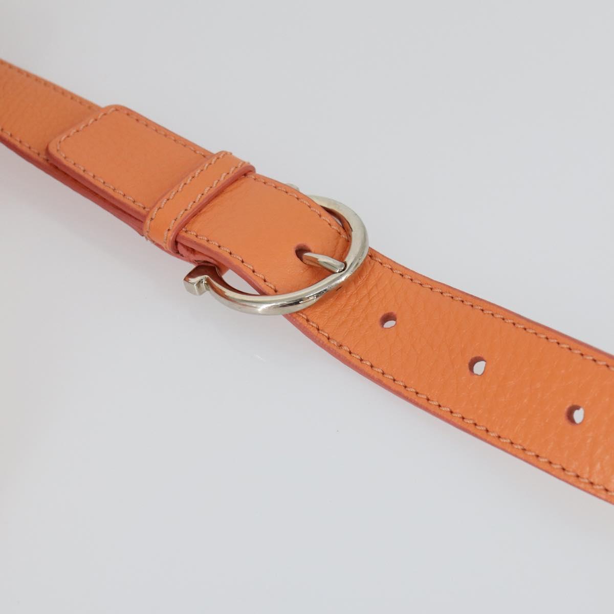 Salvatore Ferragamo Gancini Hand Bag Leather 2way Orange Silver
