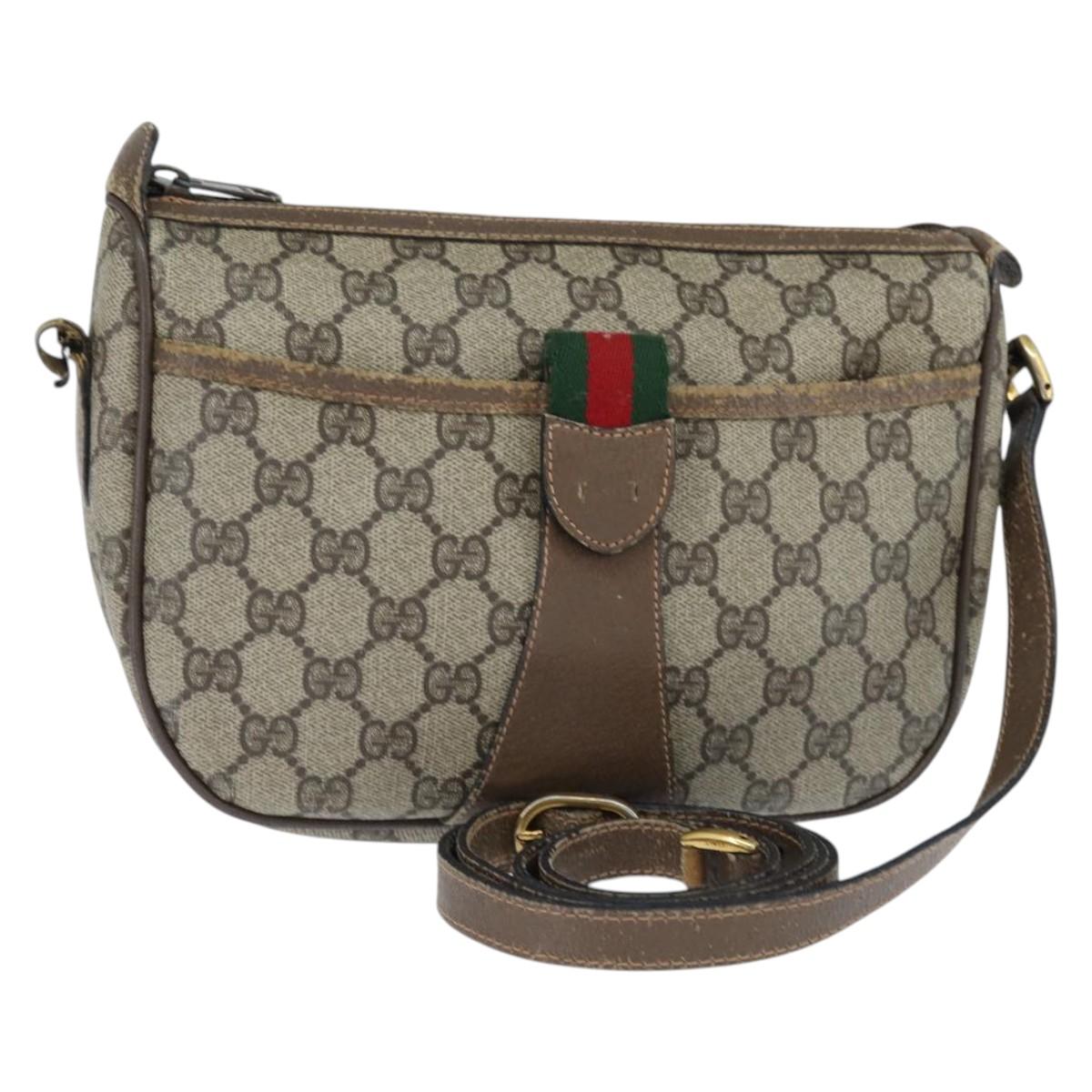 GUCCI メッセンジャーバッグ　シェリーライン　GG柄　スプリーム　PVC GUCCI GG Supreme Web Sherry Line Bag PVC Beige Gold 89 02 032 Auth