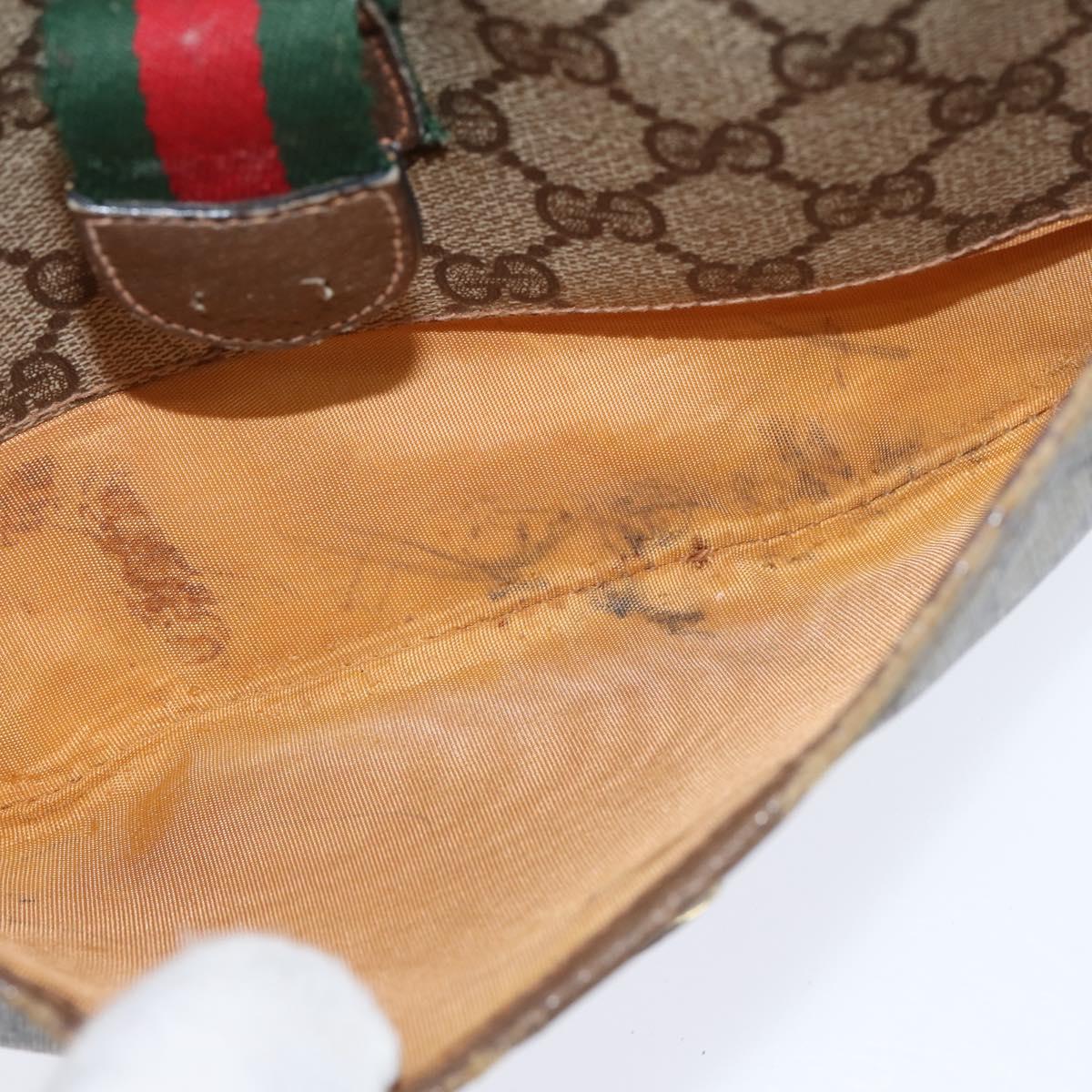 GUCCI GG Supreme Web Sherry Line Bag PVC Beige Gold 89 02 032 Auth
