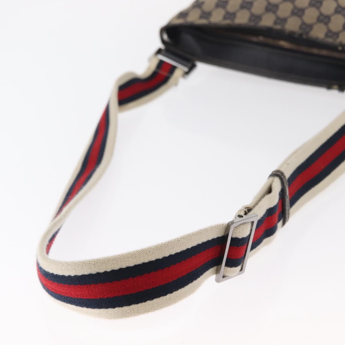 GUCCI GG Canvas Sherry Line Shoulder Bag Navy Red 169937 Auth
