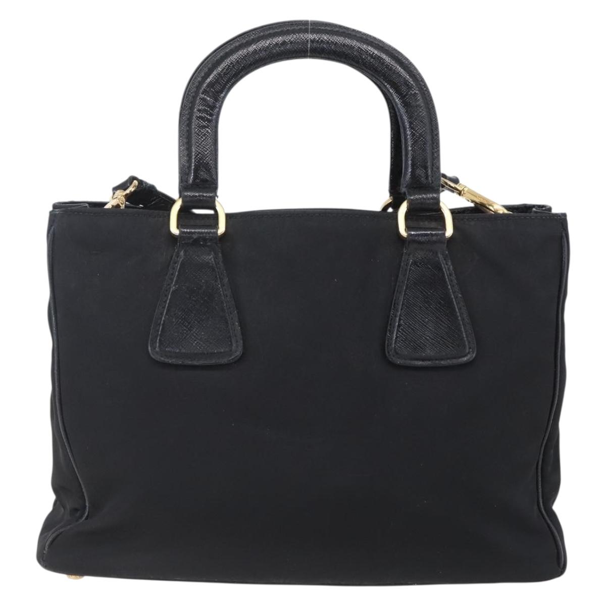 PRADA Hand Bag Nylon 2way Black Silver Auth 153044 | eBay