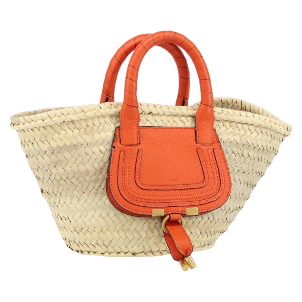 Chloe Basket bag Marcie Hand Bag straw Orange Beige Auth 153174 | eBay