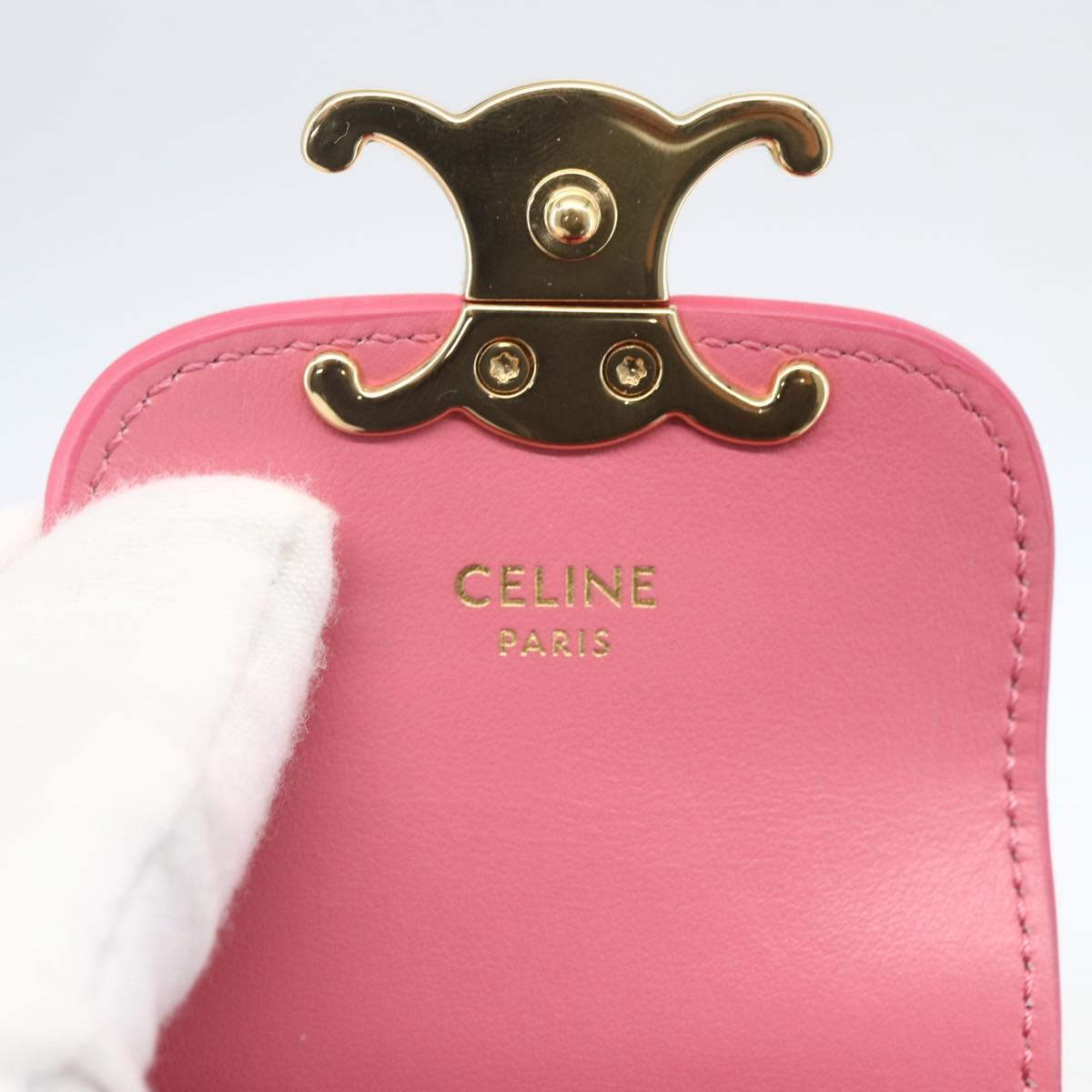 CELINE Triomphe Mini Claude Shoulder Pouch Calf Skin Pink Gold