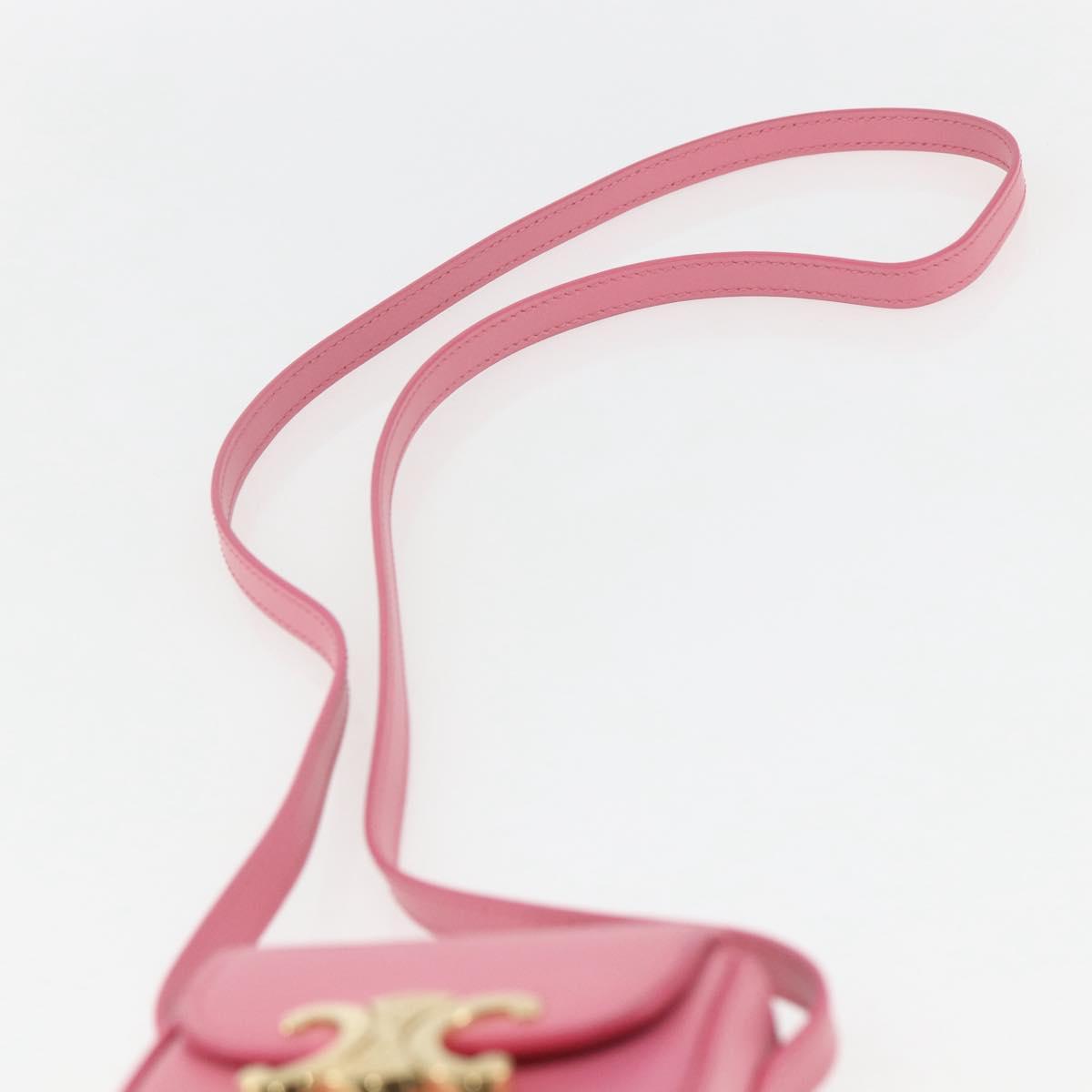 CELINE Triomphe Mini Claude Shoulder Pouch Calf Skin Pink Gold