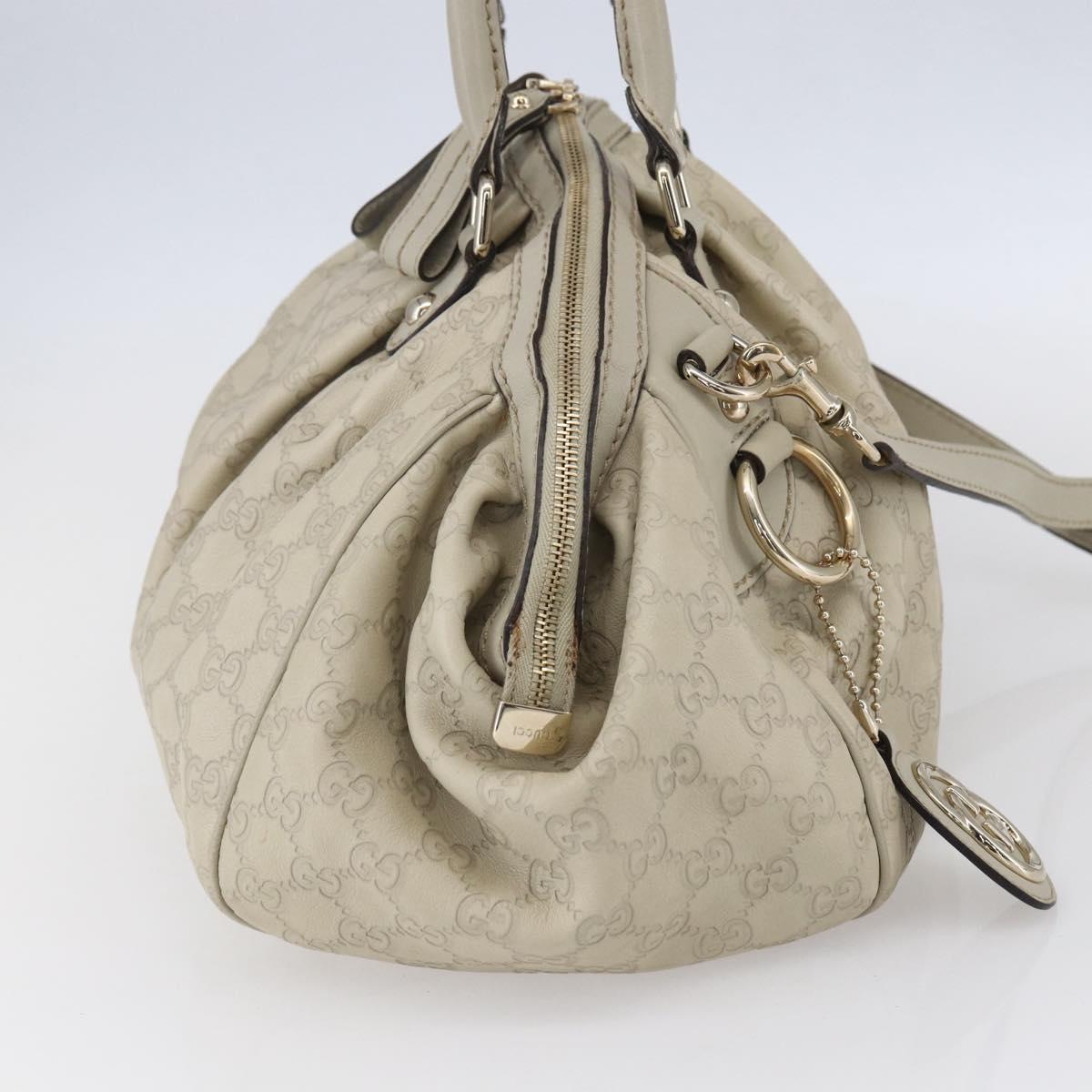 GUCCI GG Canvas Guccissima Sukey Hand Bag 2way Ivory Gold 223974