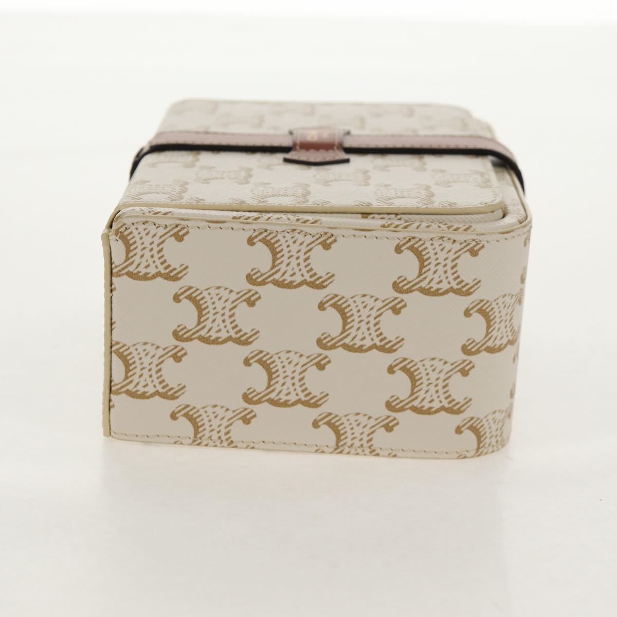 CELINE Triomphe Canvas Large Jewelry Case PVC White 4M0382DIU Auth
