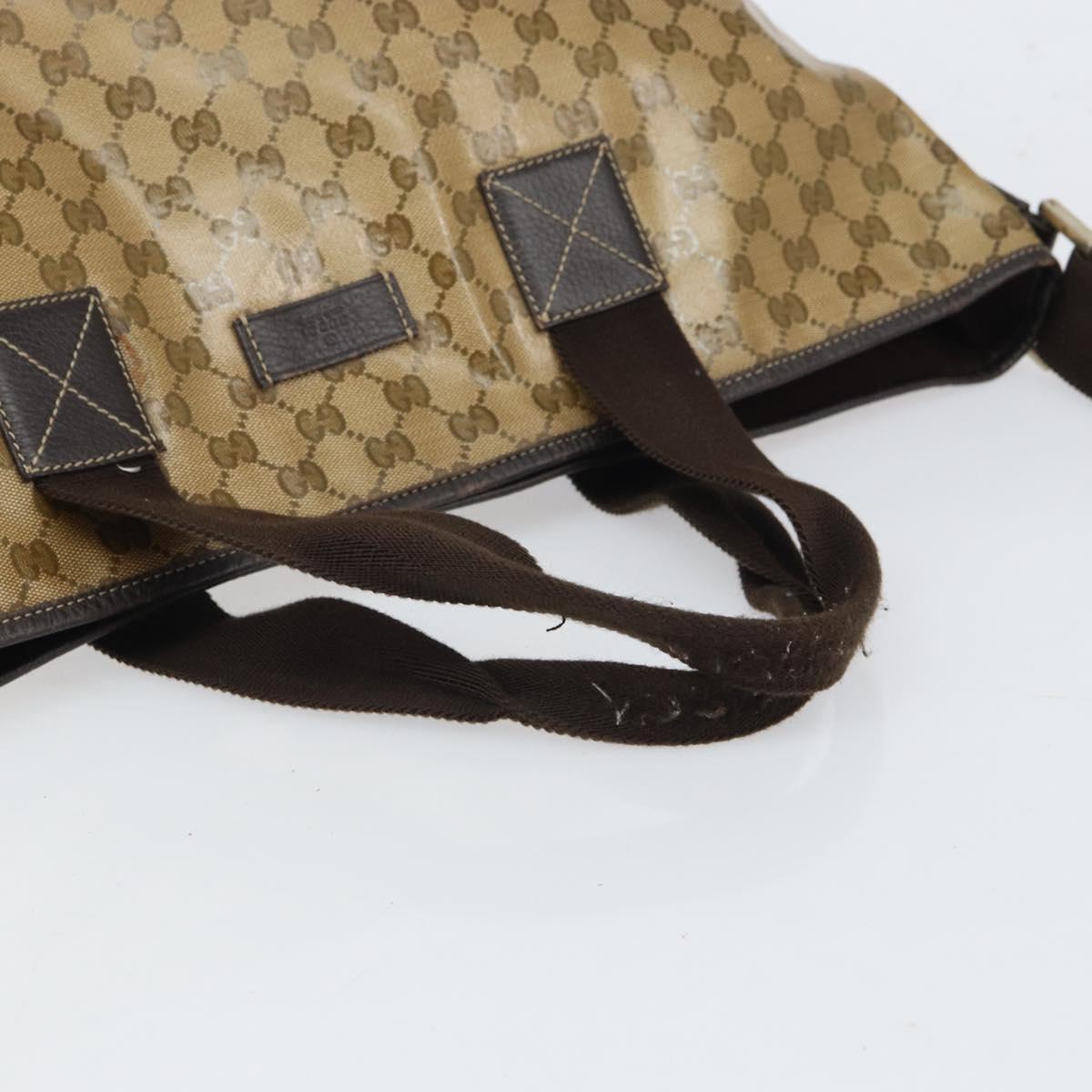 GUCCI GG Crystal Tote Bag Coated Canvas Brown 257298 Auth 155244