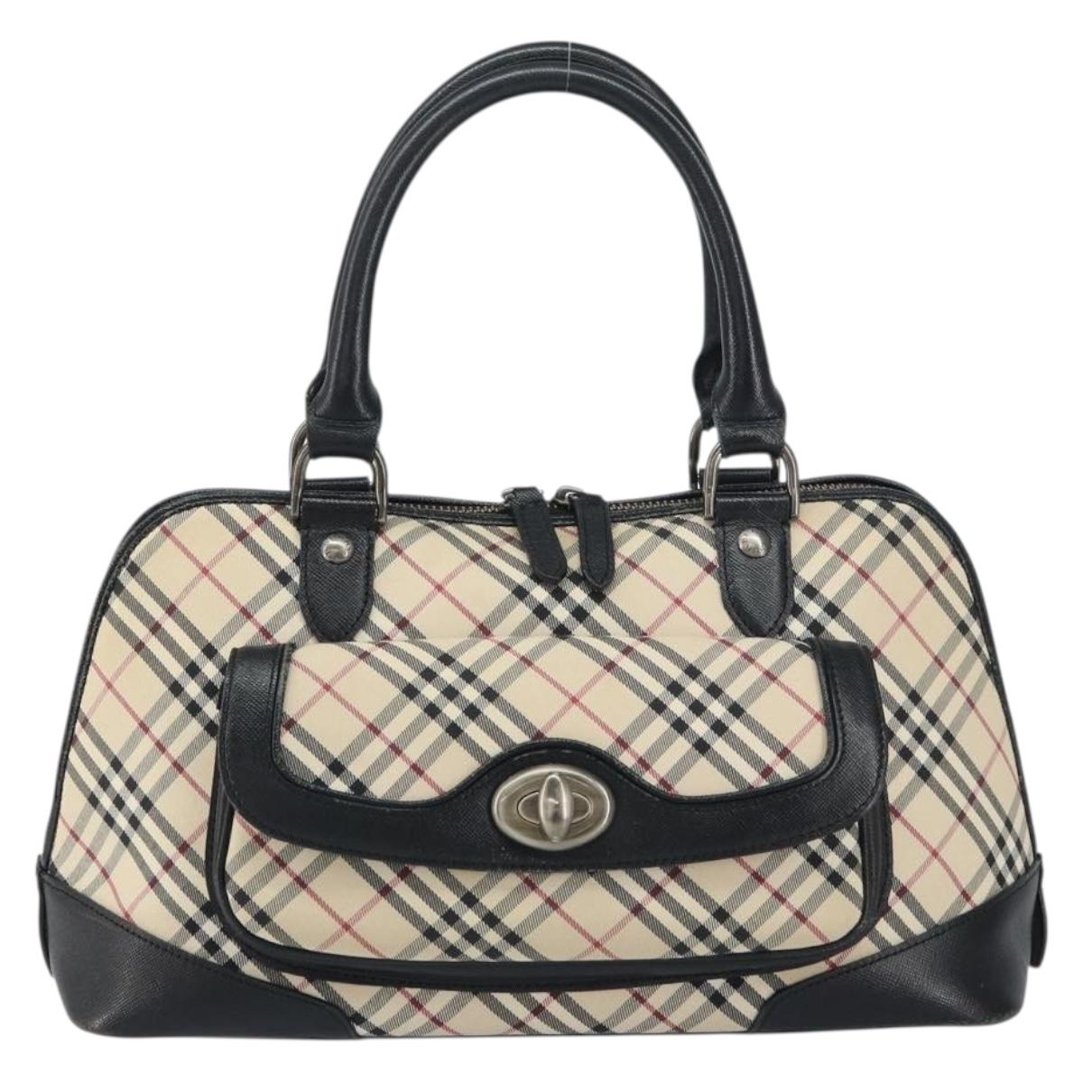 BURBERRY Nova Check Hand Bag Canvas Beige Silver Auth 156374 | eBay