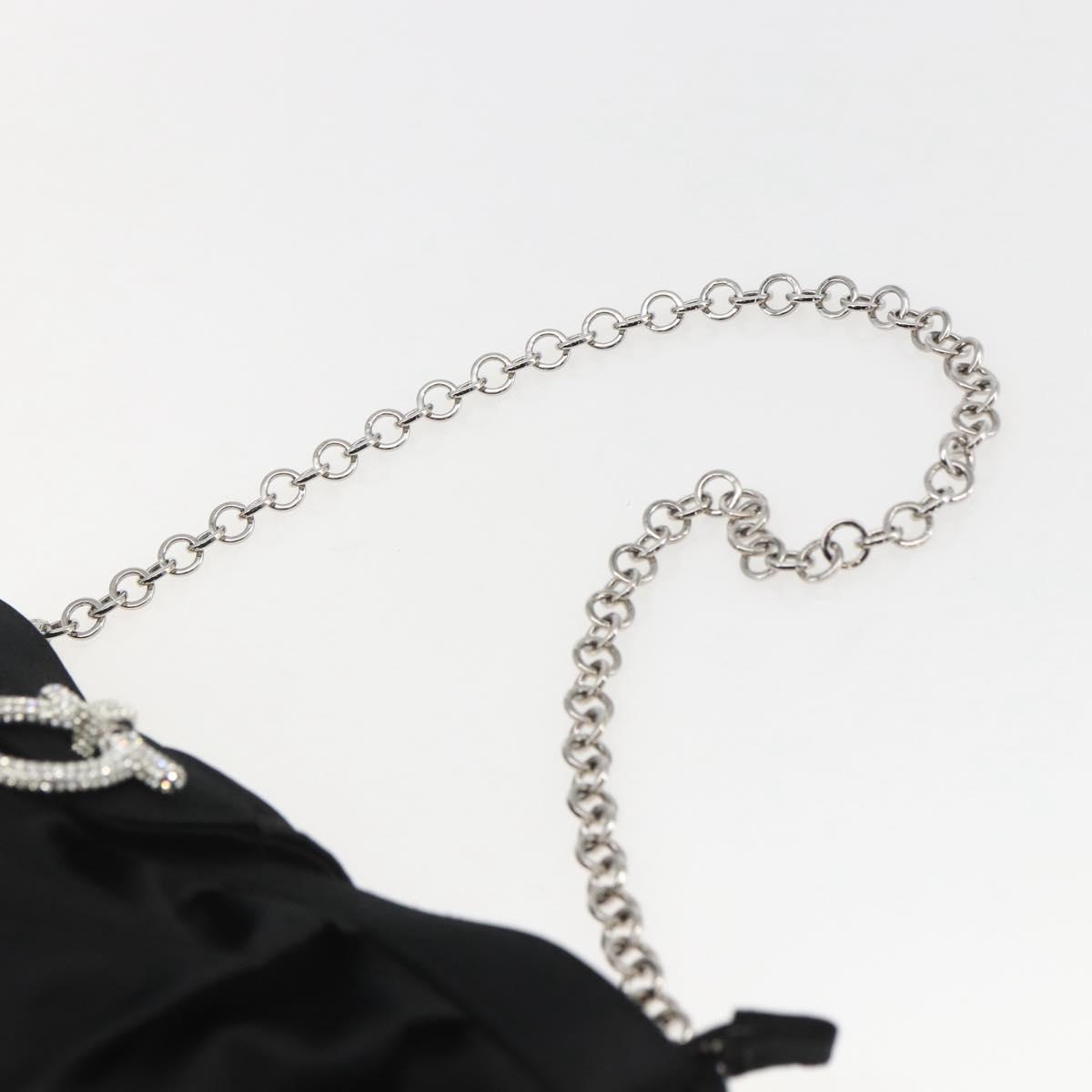 Salvatore Ferragamo Gancini Chain Shoulder Bag Satin Black Silver