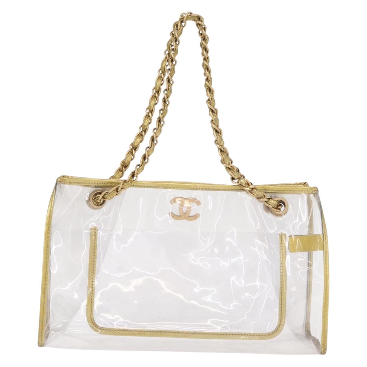 mame＊Vinyl Chloride Long Chain Bag Chanel Vintage Clear Black Patent PVC Chunky Chain Tote Bag 24k