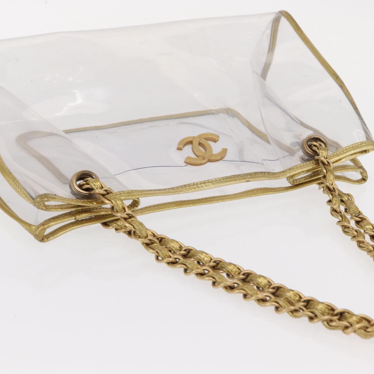 CHANEL Chain Tote Bag Vinyl Clear CC Auth 157398V | eBay