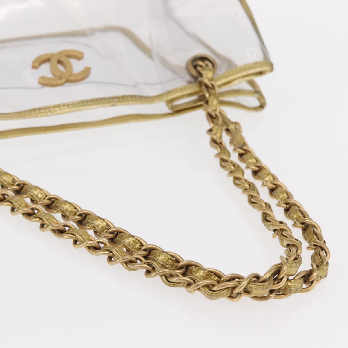CHANEL Chain Tote Bag Vinyl Clear CC Auth 157398V | eBay