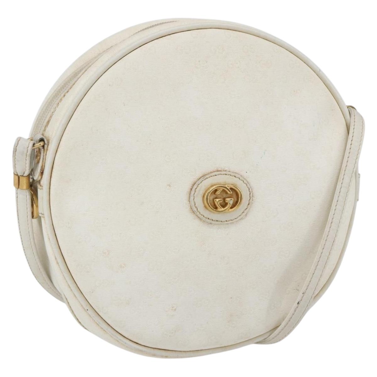 GUCCI Micro GG Supreme Shoulder Bag Leather White Gold 007 115