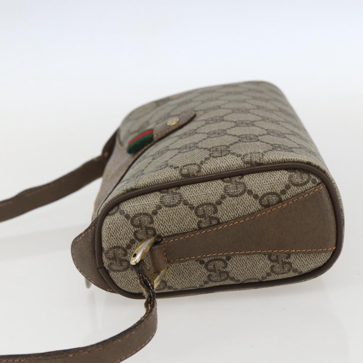 No-bu GUCCI GG Supreme Web Sherry Line Bag PVC Beige Gold 89 02 018 Auth