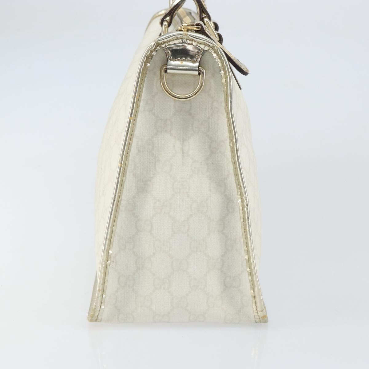 GUCCI GG Supreme Hand Bag PVC Leather White Gold 190259 Auth