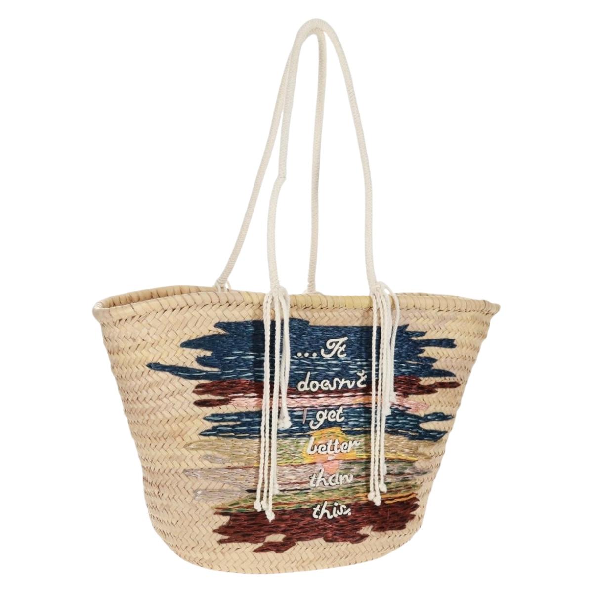 CELINE Basket Bag Hand Bag Raffia Beige Auth 159620V | eBay