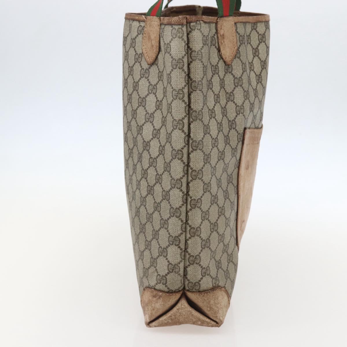 ☆ GUCCI GG Supreme Web Sherry Line Tote Bag PVC Beige 002 904 0222