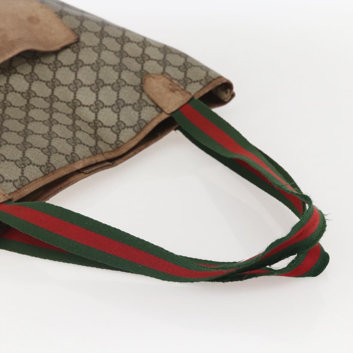 ☆ GUCCI GG Supreme Web Sherry Line Tote Bag PVC Beige 002 904 0222