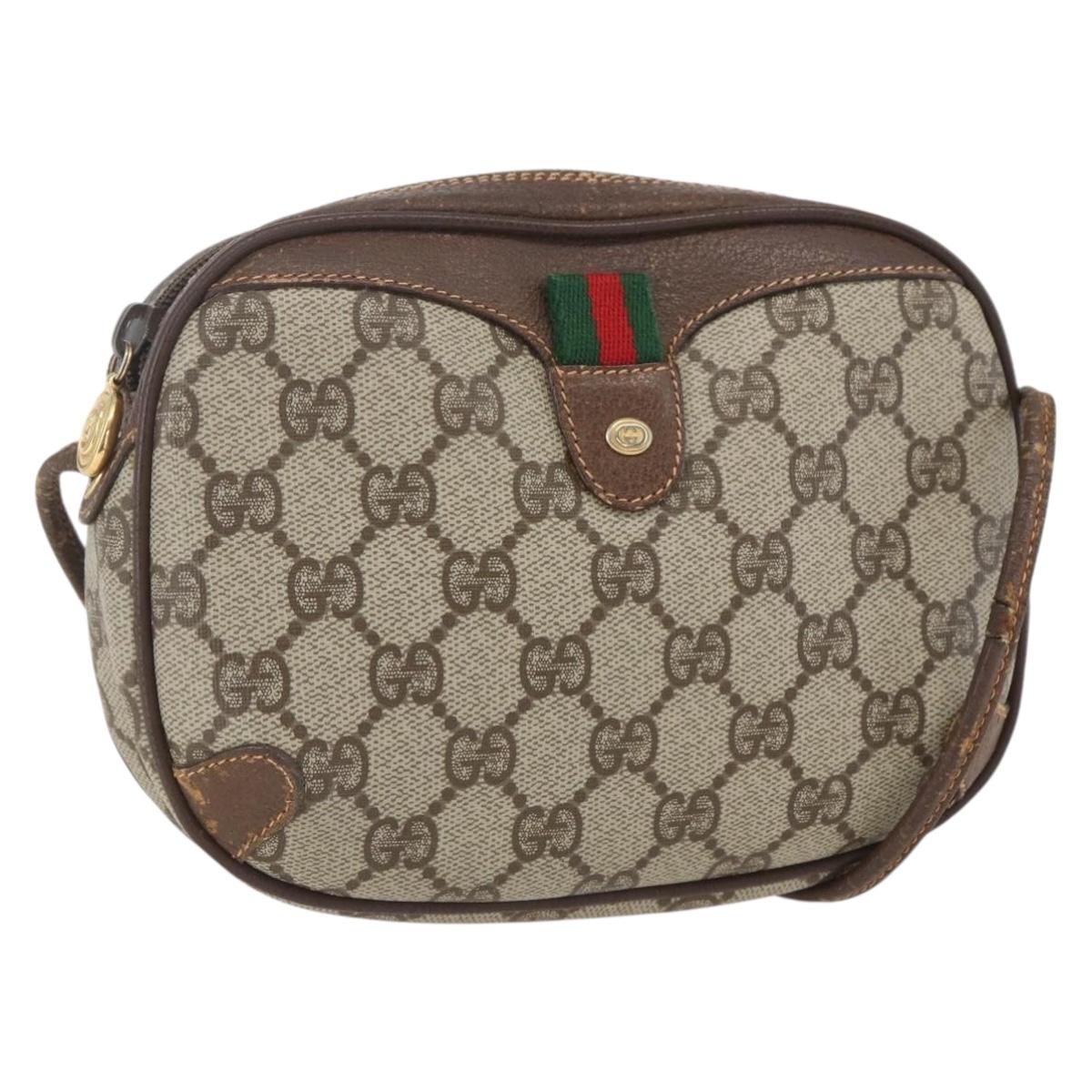 GUCCI GG Supreme Web Sherry Line Bag PVC Beige Gold 89 02 066 Auth
