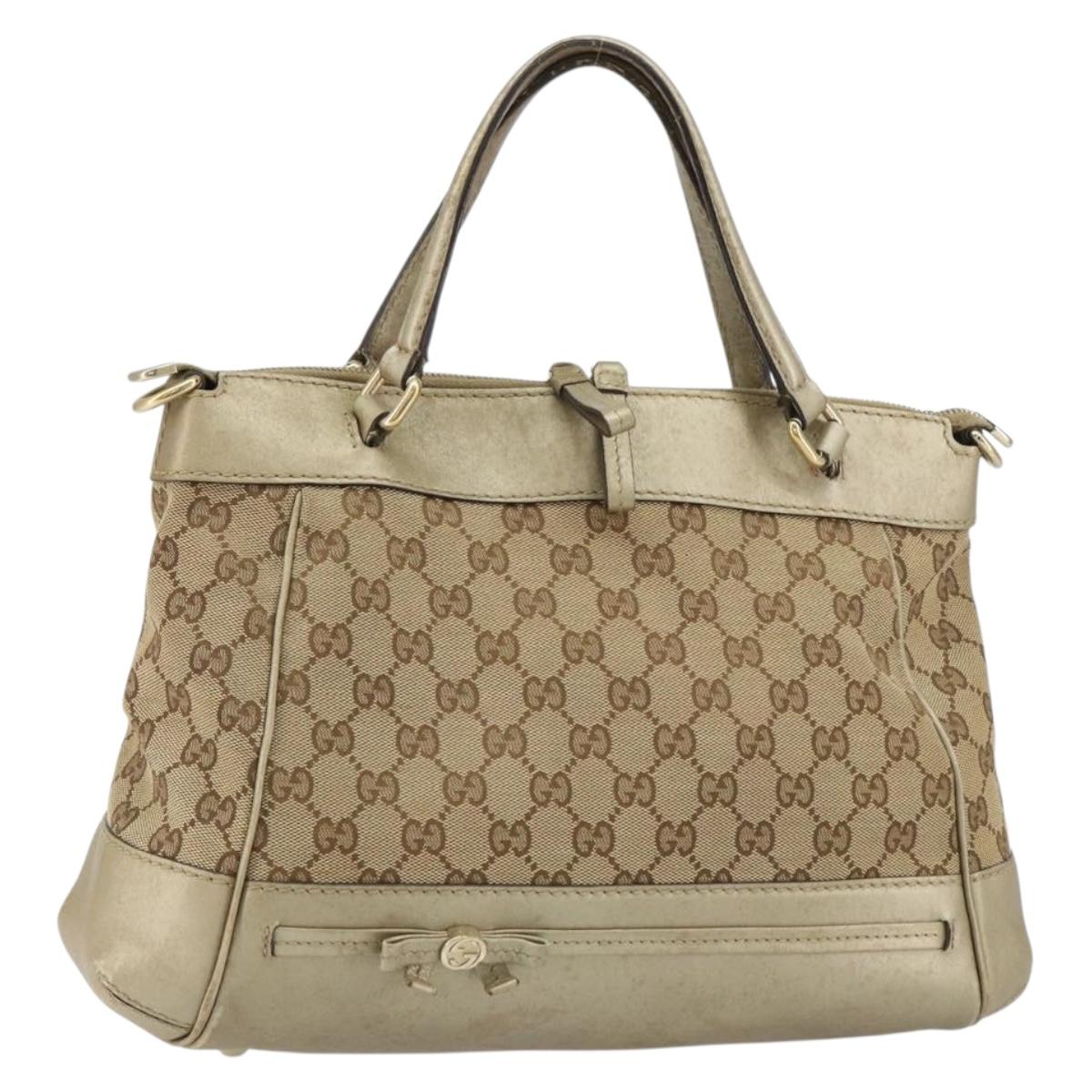 GUCCI ベージュ ゴールド バッグ GUCCI GG Canvas Hand Bag Beige Gold 269894 Auth 160609 | eBay