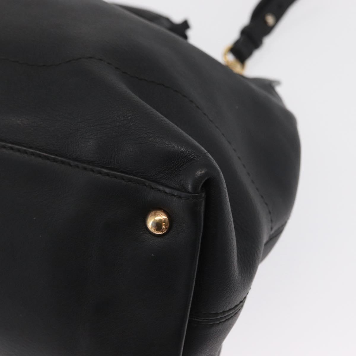 Salvatore Ferragamo Gancini Tote Bag Leather 2way Black Gold Auth