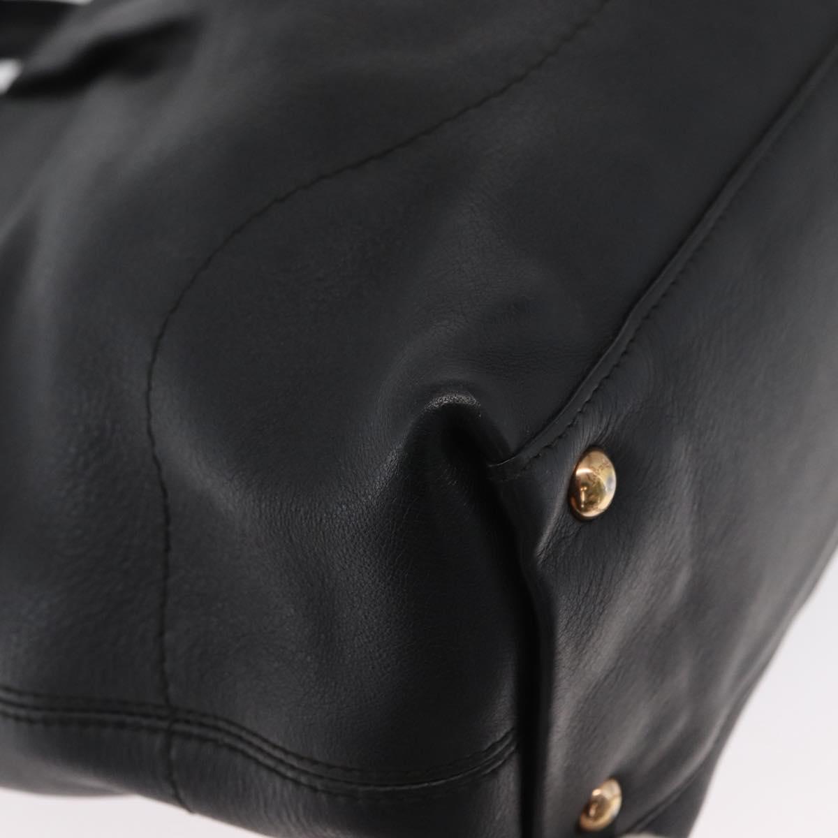 Salvatore Ferragamo Gancini Tote Bag Leather 2way Black Gold Auth