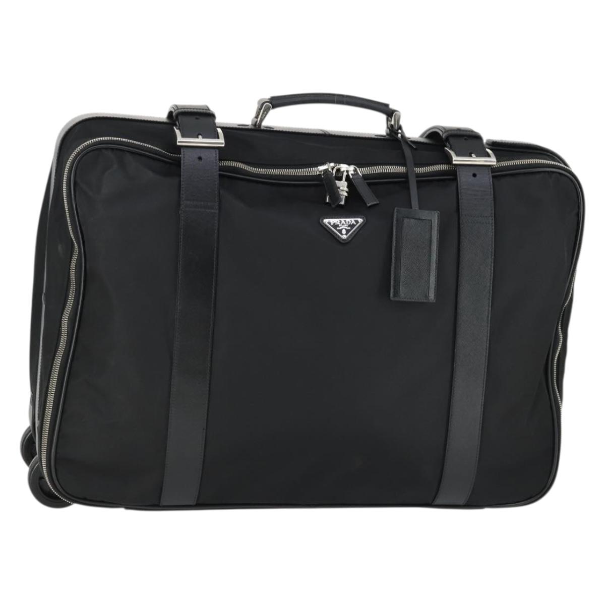 PRADA Suitcase Nylon Black Silver Auth 162425 | eBay