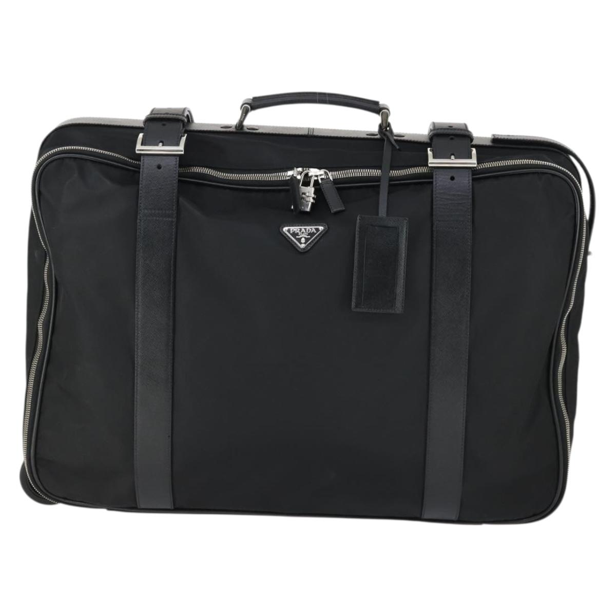 PRADA Suitcase Nylon Black Silver Auth 162425 | eBay