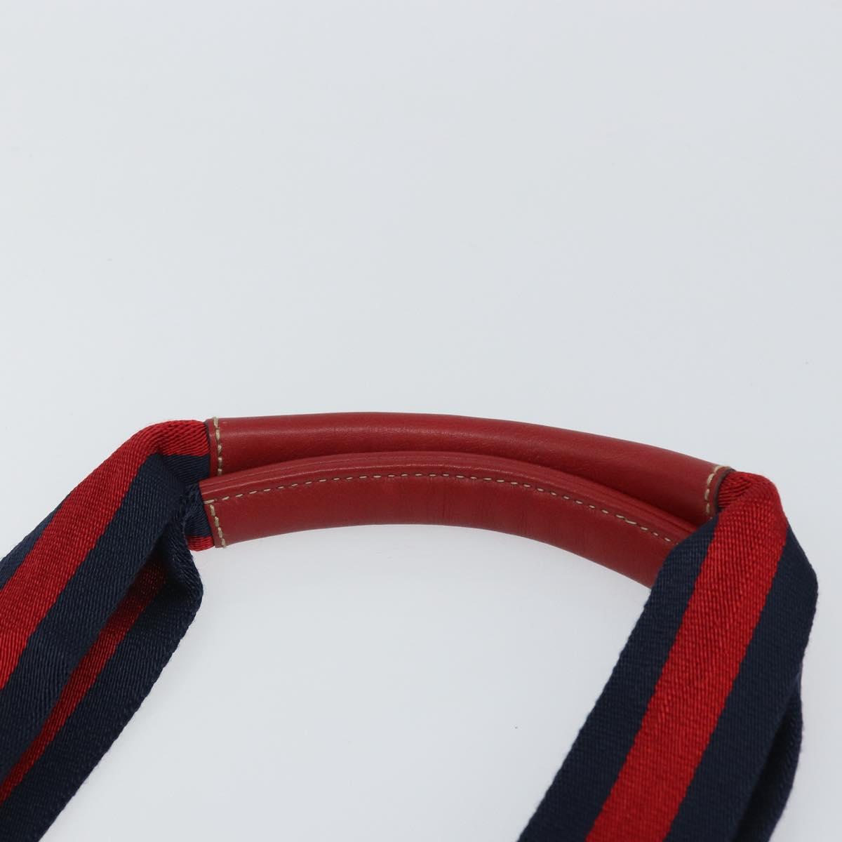 GUCCI GG Crystal Sherry Line Tote Bag Coated Canvas Navy Gold