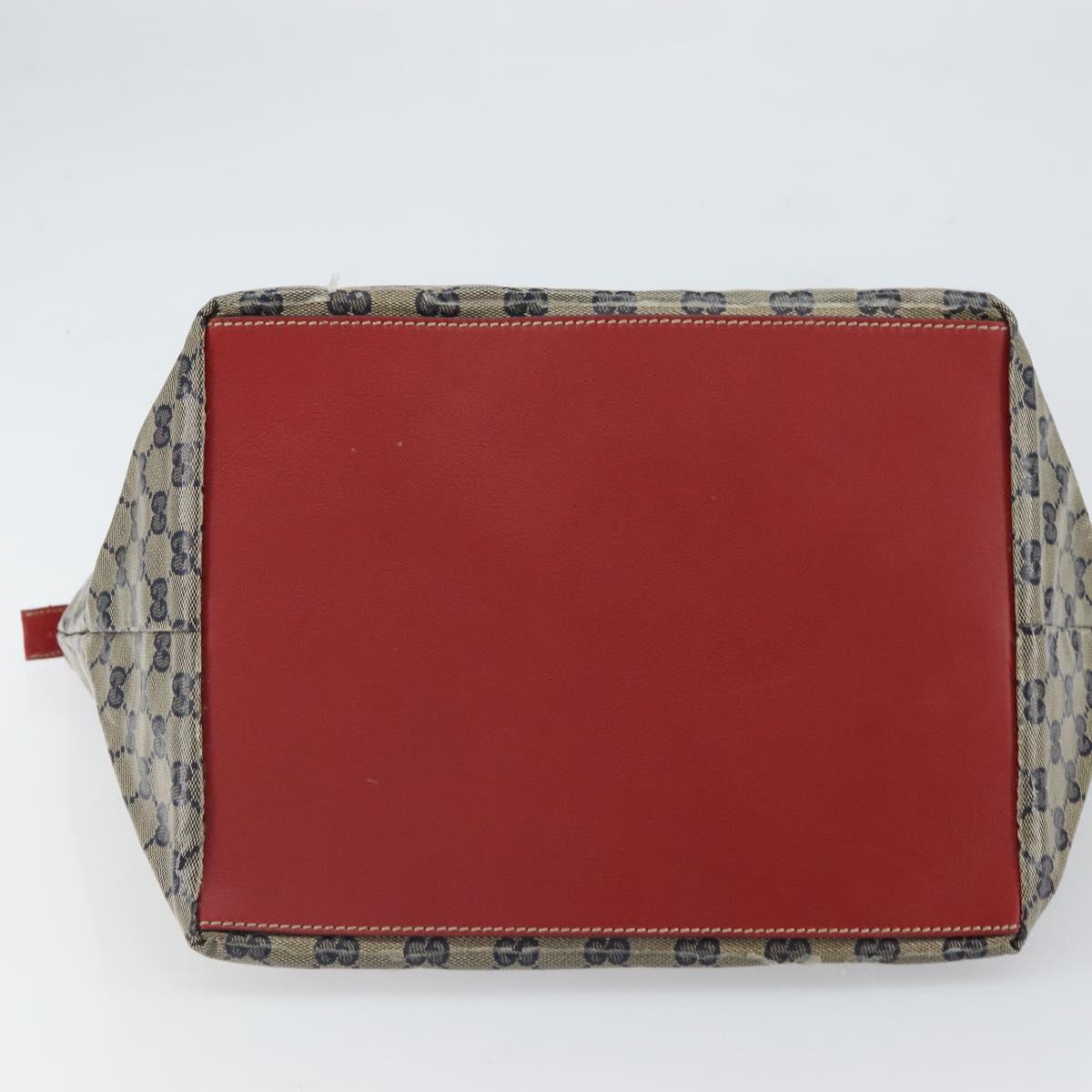 GUCCI GG Crystal Sherry Line Tote Bag Coated Canvas Navy Gold