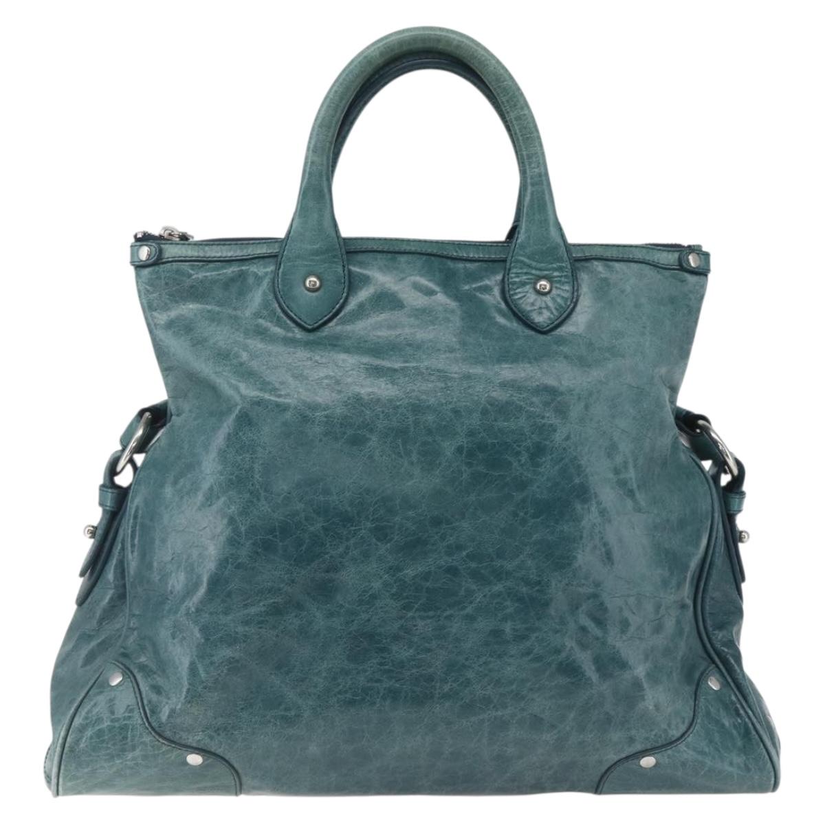BALLY Hand Bag Leather 2way Green Silver Auth 165100 | eBay