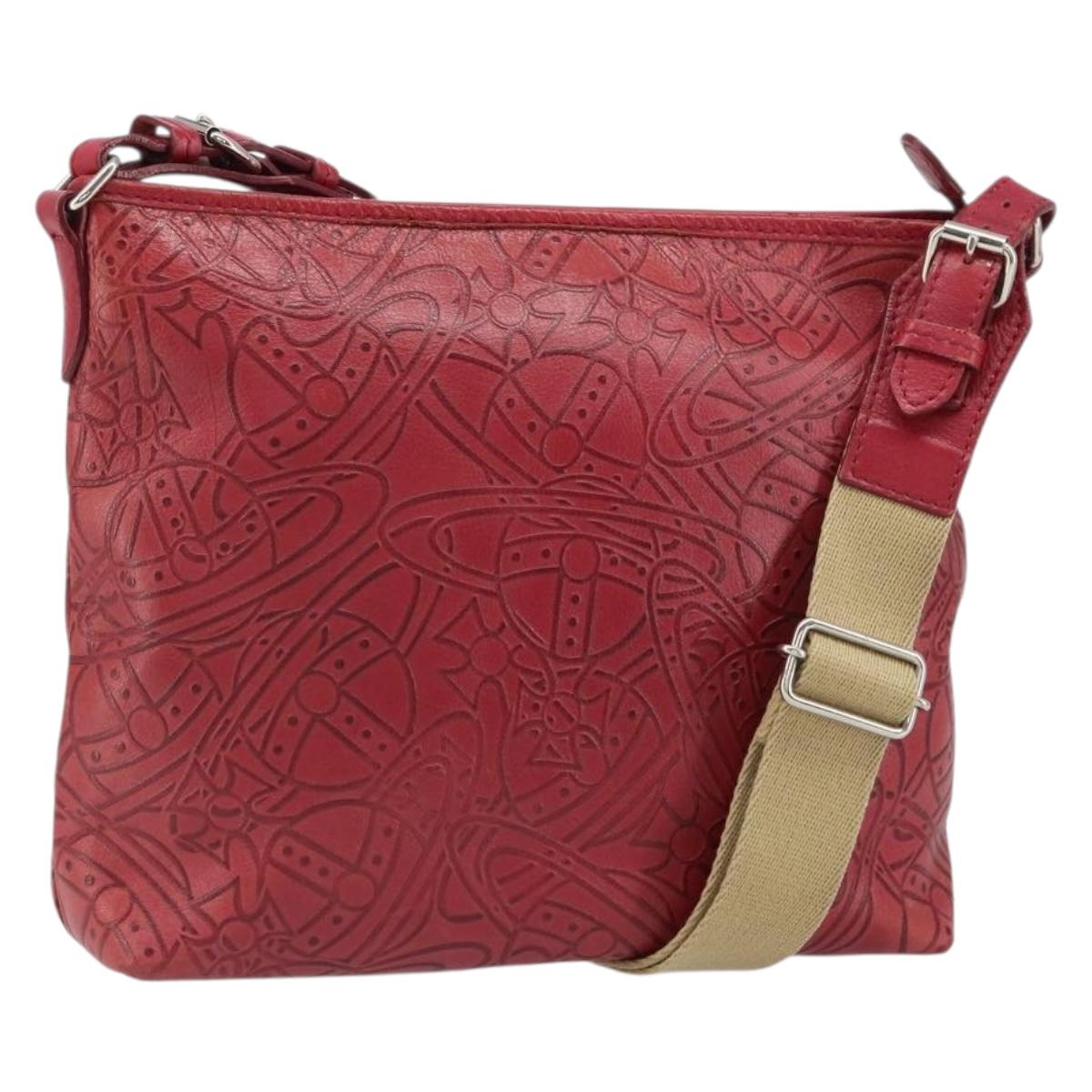 Vivienne Westwood Shoulder Bag Leather Red Silver Auth 165536 | eBay