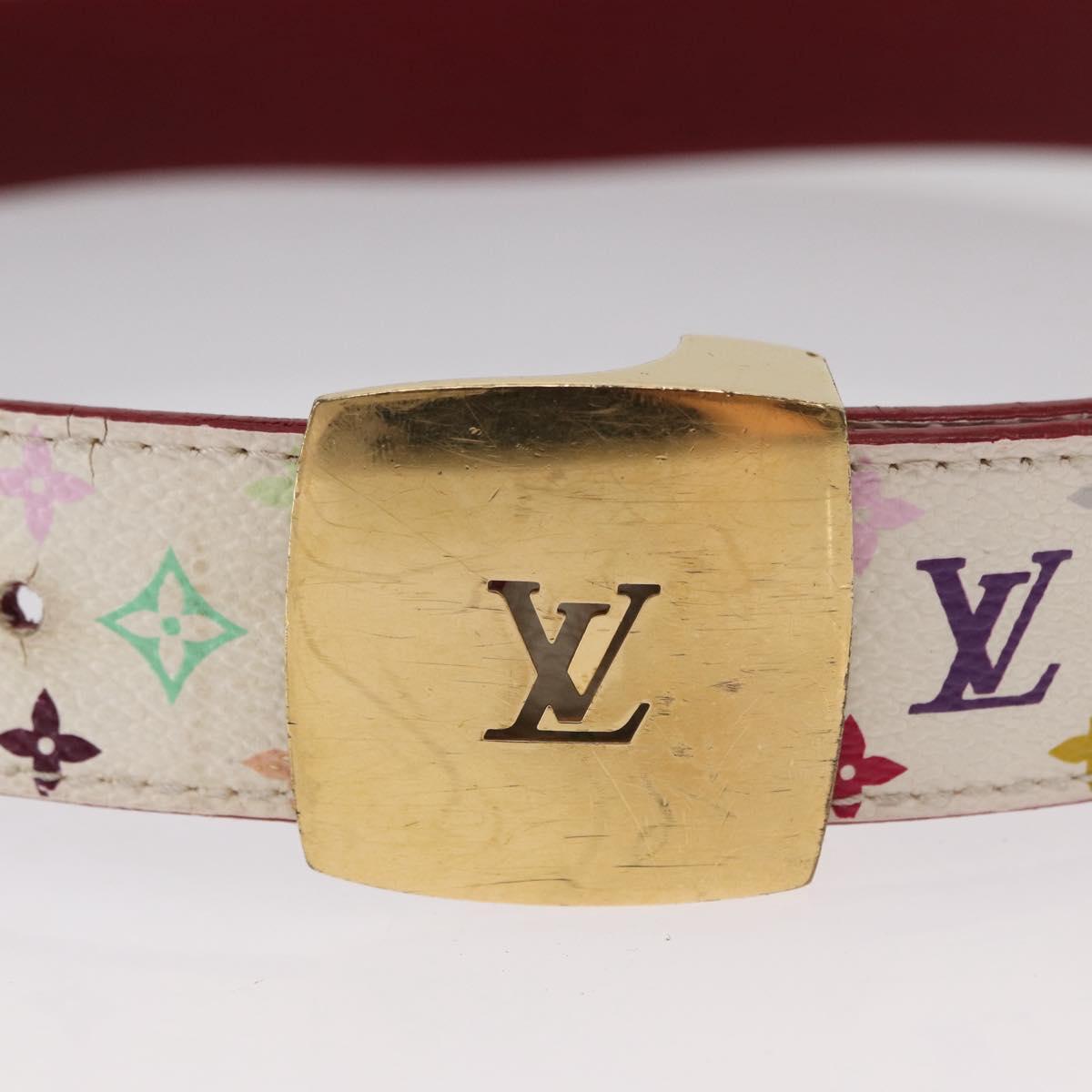 Louis Vuitton Ceinture LV Cut Belt Leather White Red Multicolor Gold Vintage LOUIS VUITTON Multicolor Ceinture Carre LV Cut Belt White LV  main image 2