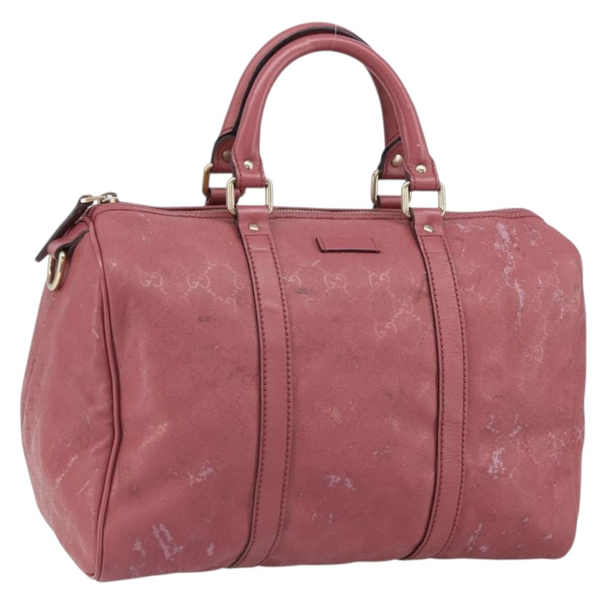 GUCCI GG Implementation Boston Bag PVC Gold Pink 193603 Auth