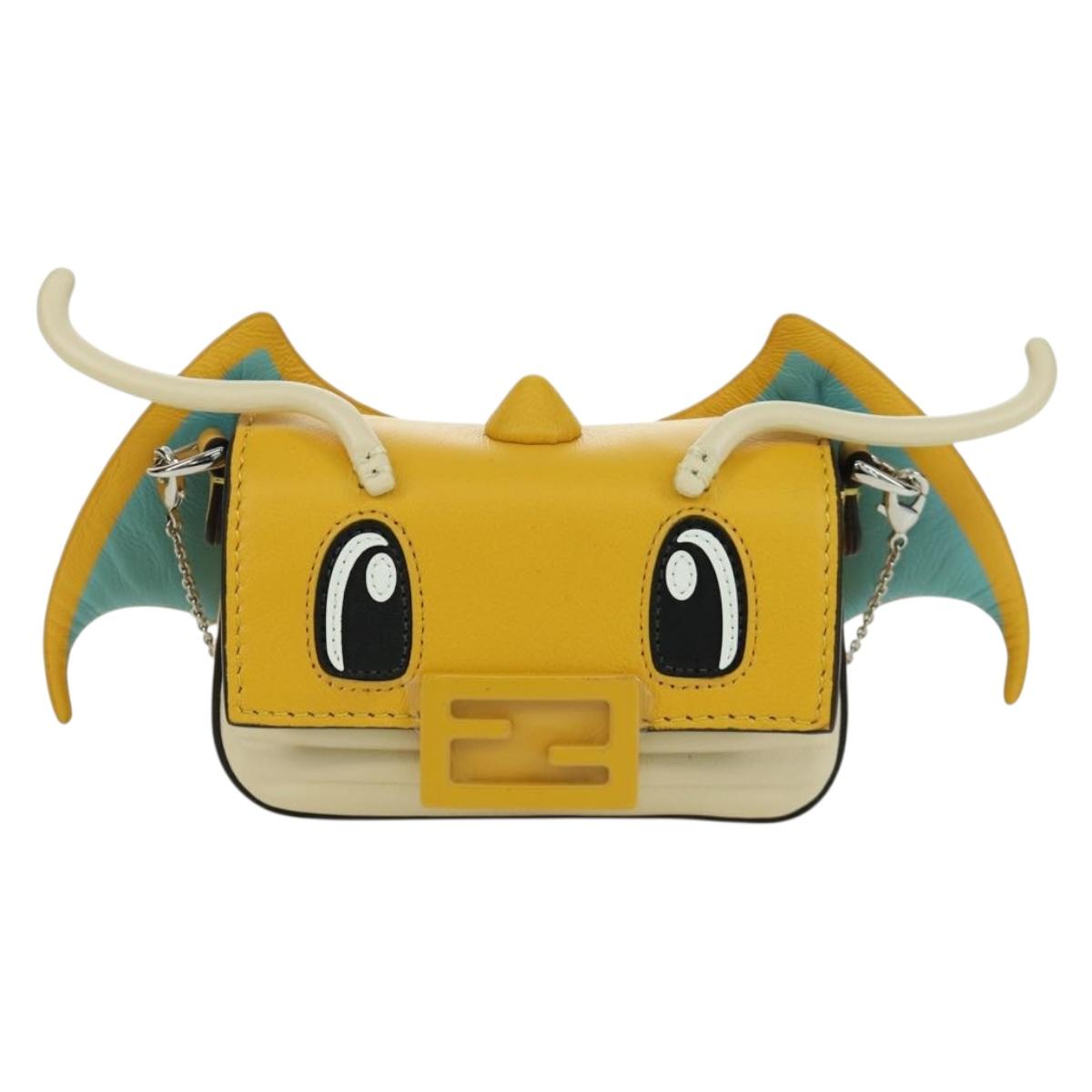 FENDI x FRGMT x POKÉMON Nano Bucket Dragon Bag Leather Yellow Auth