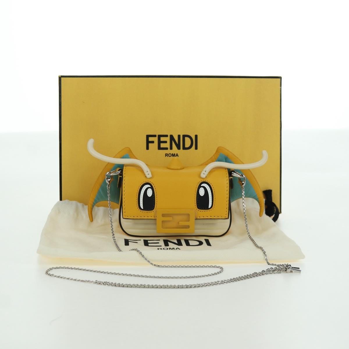 FENDI x FRGMT x POKÉMON Nano Bucket Dragon Bag Leather Yellow Auth