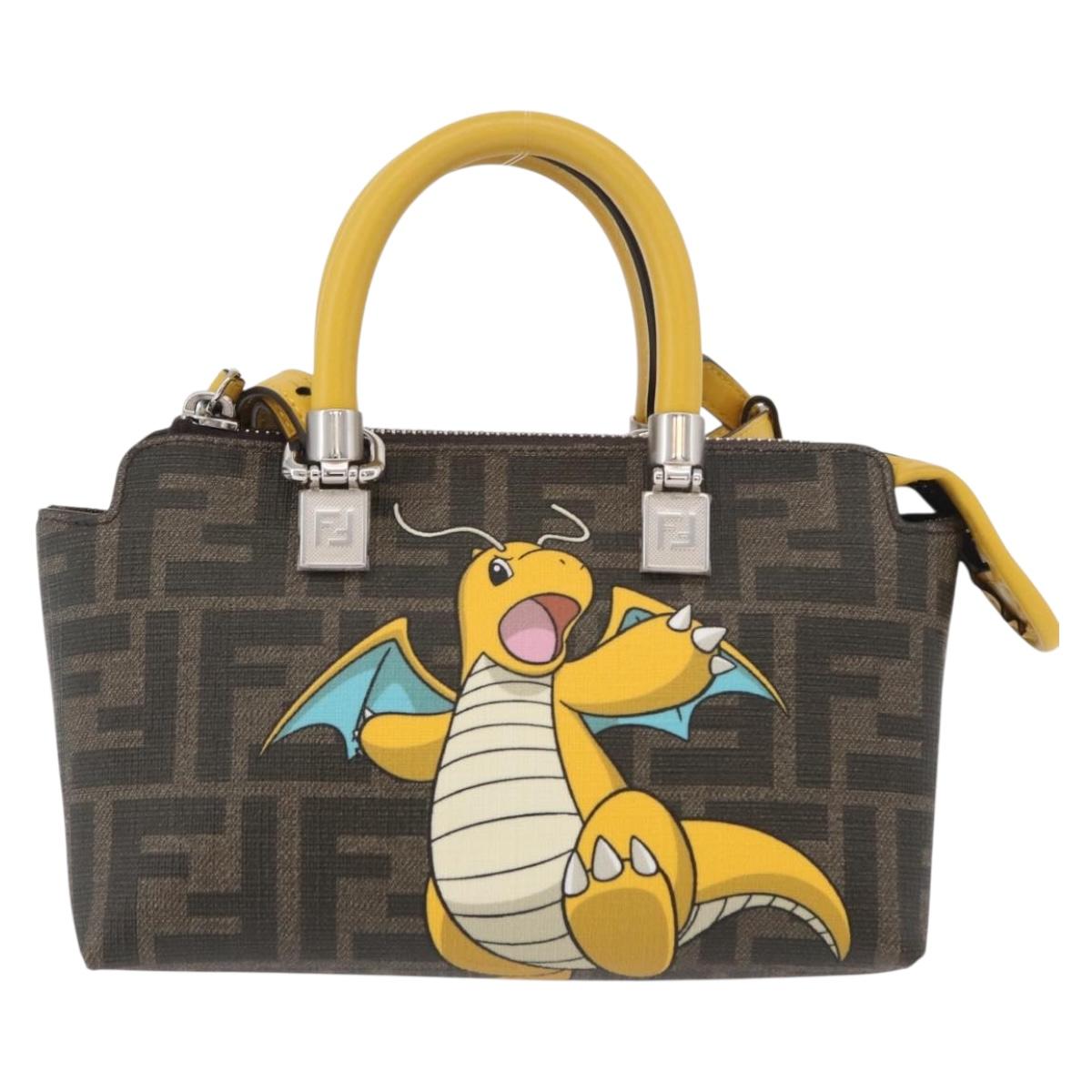 FENDI x FRGMT x POKÉMON Zucca Canvas Dragonite Bag 2way Black Auth